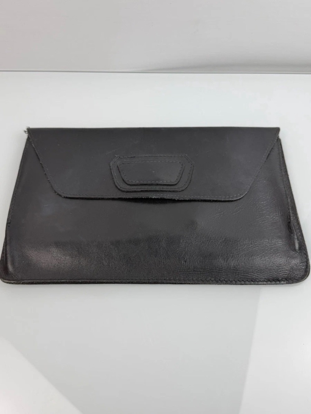 Temon-aid Black Leather Clutch Made In Uruguay
